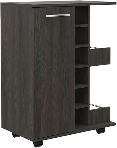 Vista 21 de TUHOME Carrito de barra de madera de ingeniería en negro