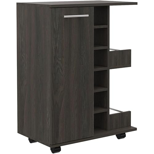 Tuhome Bar Cart Engineered Wood Bar Carts in Brown