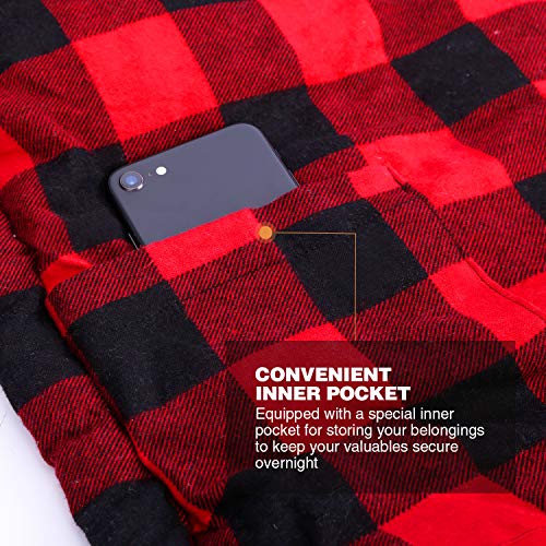 REDCAMP Cotton Flannel Sleeping Bag for Adults, XL 32/41/50F Comfortable, Envelope Sleeping Bag with Compression Sack, Red Plaid 2lbs(79"x33") - Thumbnail 5