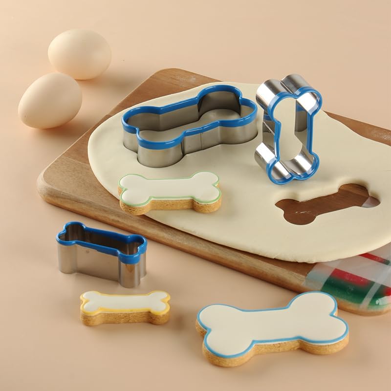Dog Bone Cookie Cutters Set of 3, Bone Shapes Cookie Cutter, Biscuit Dog Treat Cookie Cutter Set for Homemade (Blue Is Visible & Friendly For Your Pup/Doggy) - Image 9