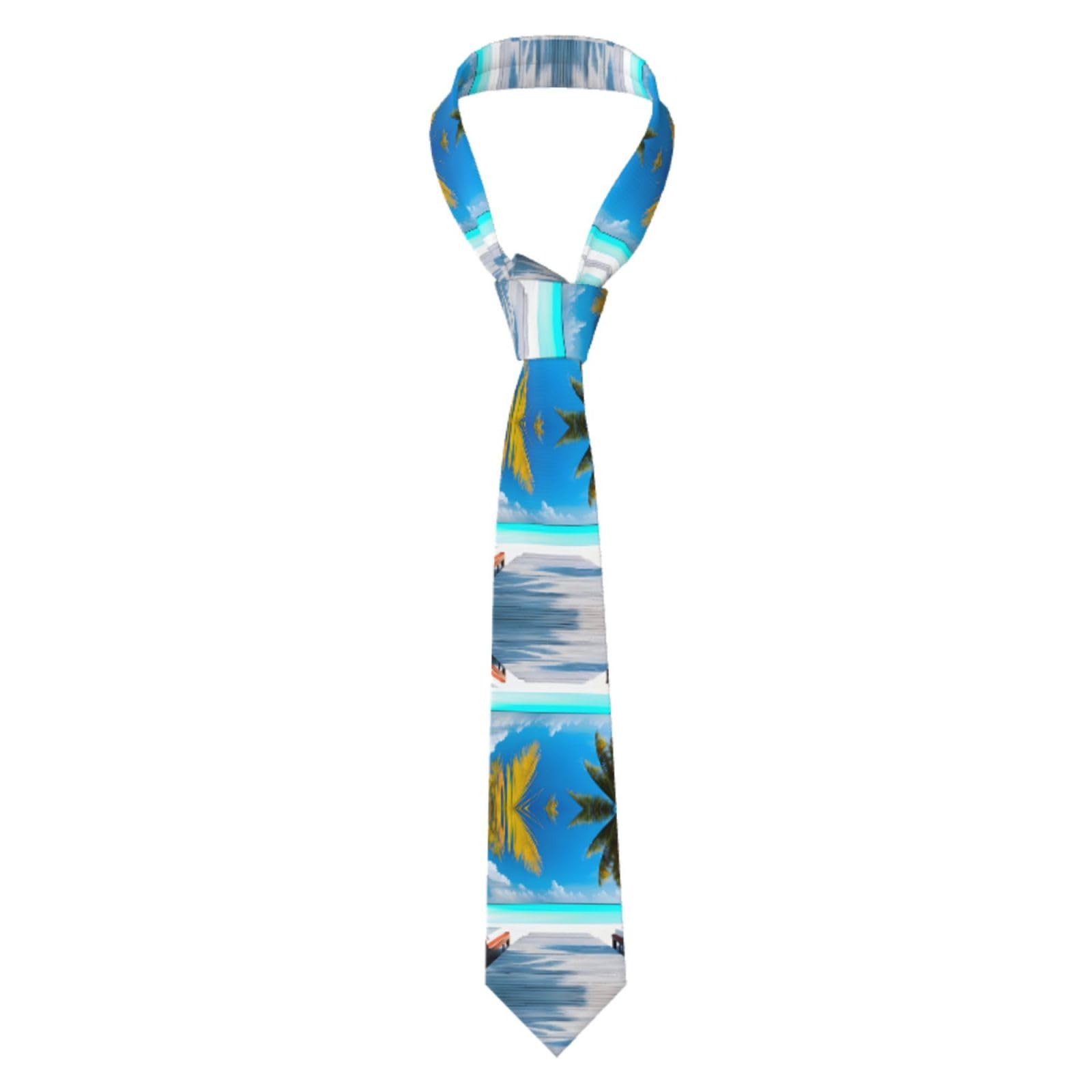 ZQYTGFDC Pumpkin Flowers Mens Ties with Prints - Stylish Patterned Necktie Set for Business, Wedding & Formal Occasions, Maldives Holidays, One size