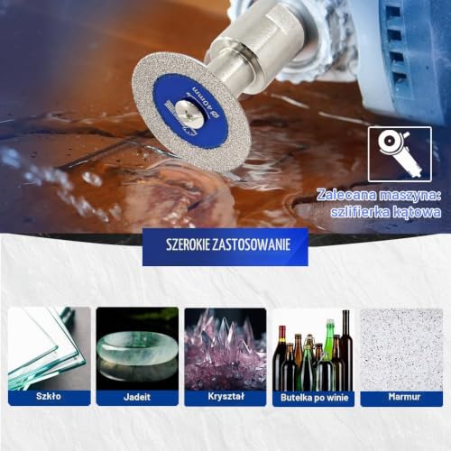 SHDIATOOL Mini-tarcza do szkła, 30/40/50 mm, z kołnierzem M14 i wkrętakiem, ultracienka tarcza diamentowa 1 mm do szkła, jadeitu, kryształu, ceramiki itp., zestaw 3 sztuk