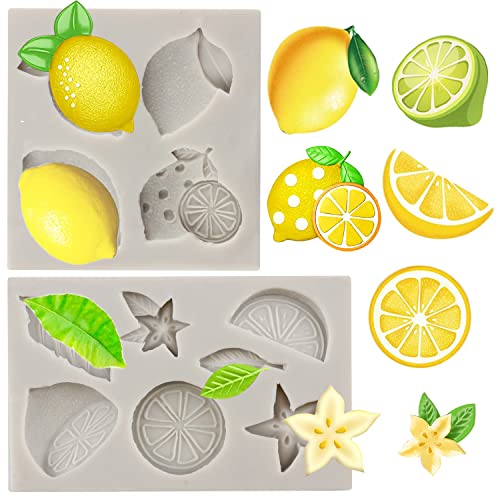 Teyoulin Lemon Fondant Molds Summer Fruit Flower Silicone Mold Lemon Slices Candy Chocolate Mold For Sugar Cake Decorating Cupcake Topper Gum Paste Polymer Clay Set Of 2 #TOP6