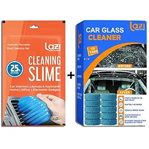 LAZI Combo of 100gm car cleaning gel+10 car glass cleaning tablets for Interior AC vent windshield glass dust dirt washer cleaner cleaning gel jelly detergent tablets wiper liquid for car cleaning kit