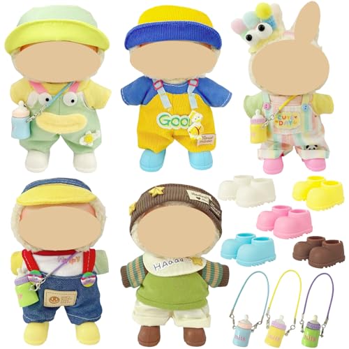 Ezcora Doll Clothes Compatible with Labubu Dolls, 5 Pack Clothes for 17cm Doll Include Pairs of Shoes, Perfect for Play & Display, Doll Outfits Accessories for Collectors (No Dolls) (Pastel Dopamine) by Ezcora - Used condition - US$15.22