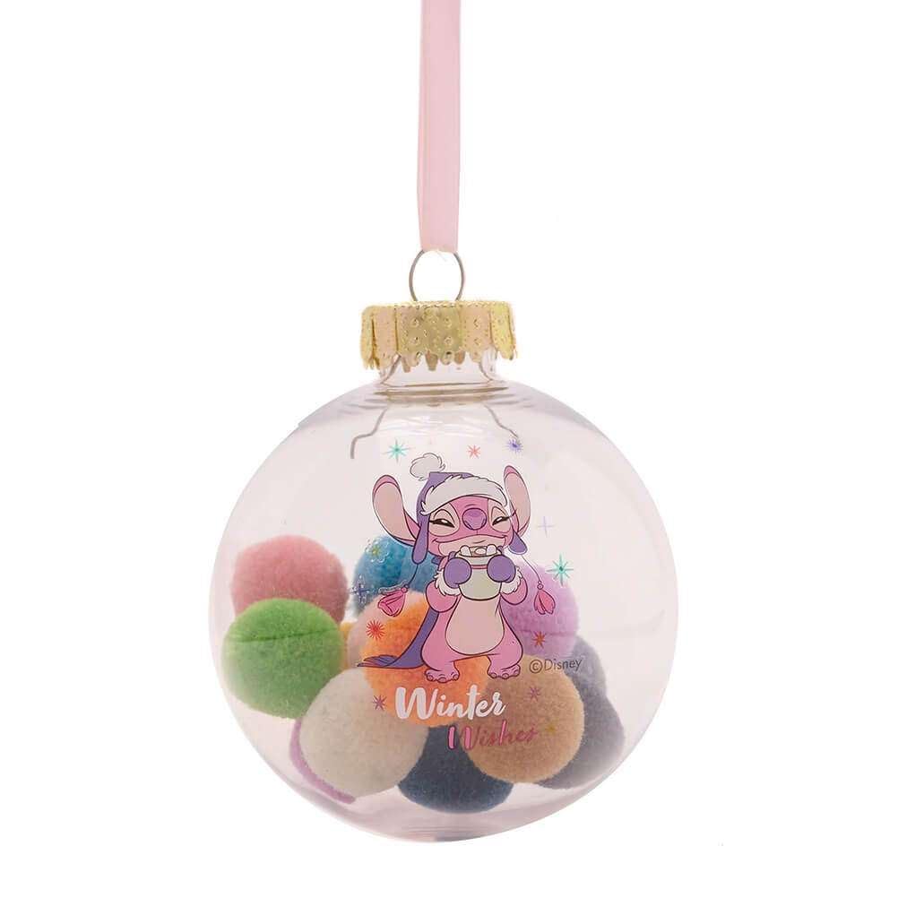 Disney Stitch - Bolas de Navidad para colgar en el árbol de Navidad (8 cm, con pompones, 7 unidades, con caja de regalo)