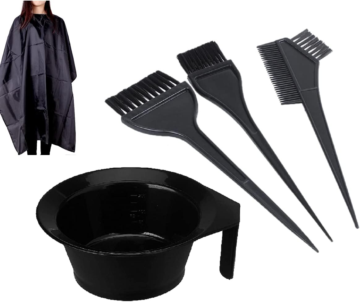 Hair Color Brush and Bowl with Apron for Hair Coloring for Men and Women Home Salon Facial Cream, Bleach Mixing ABS Plastic Bowl Set Capacity 100ml