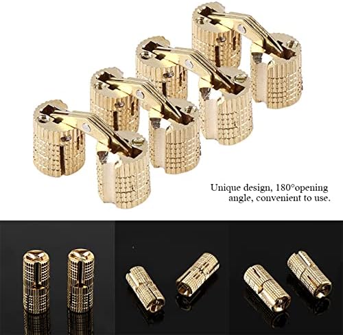 Barrel Hinge Copper Brass Cabinet Gift Box Hidden Brass Concealed Hinges 8mm 180° Opening Angle 4Pcs/Pack
