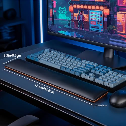 ASFSKY Handgelenkauflage für Tastatur, Wrist Rest Handballenauflage Tastatur in Nussbaum-Optik, Handauflage für Büro, Computer, Laptop, lindert Schmerzen im Handgelenk und komfortables Tippen