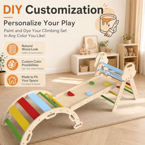 Foto von Montessori Kletterdreieck 7-in-1 mit Rutsche, Bogen & Matte, 1-3 Jahre
