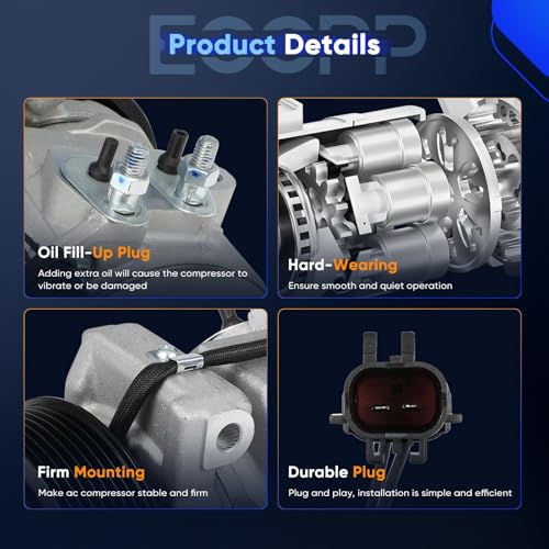Image of ECCPP AC Compressor for Dodge for Ram 2500 3500 4500 5500 6.7L 2010-2024 | Fast Cooling AC Compressor with Clutch