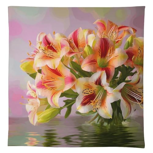 Nappe de table rectangulaire lavable imprimée motif alstroemeria - 2