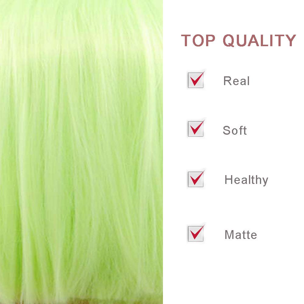 Karissa Haar fluoreszierende grüne kurze Bob Perücken für Frauen Hot Green synthetische Spitze Front Perücke mit Baby Haar leimlos Hochtemperatur Faser schulterlange weibliche Cosplay Party Perücke