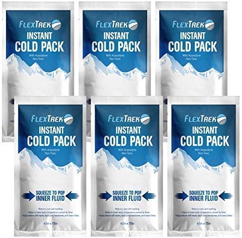 Disposable Instant Cold Pack (6-Pack) - Emergency Breakable First Aid Kit Content for Body Injuries - Perfect for Sports, Camping, Vacation, Athletes, Fitness Trainers - 4.5 x 7.5 inches.