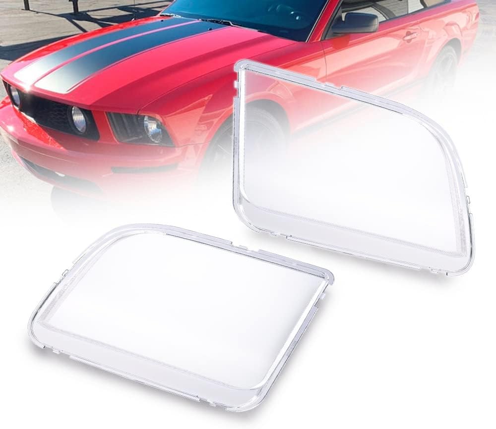 PIT66 Headlight Lens Cover, Compatible with 2005-2009 Ford Mustang (Does Not Fit Shelby GT500 Models) Clear