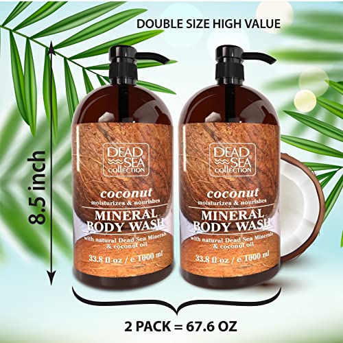 Dead Sea Collection Coconut Body Wash For Women And Men - Pack Of 2 (67.6 Fl. Oz) - Cleanses And Moisturizes Skin - With Natural Minerals And Vitamins Nourishing Skin #TOP1