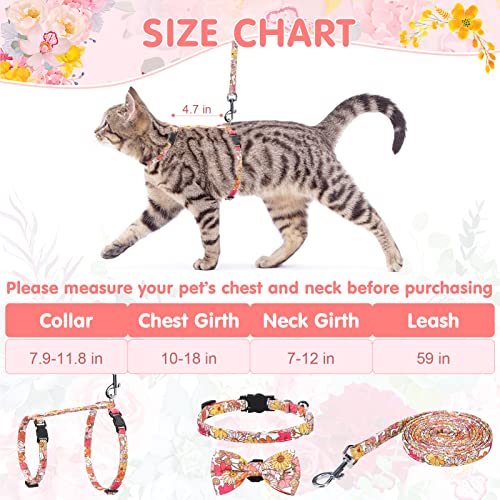 FATCOOLGOO Cat Leash and Harness Set - Adjustable Escape Proof Kitten Harness, Flower Cat Collar Breakaway with Bell and… - Image 2