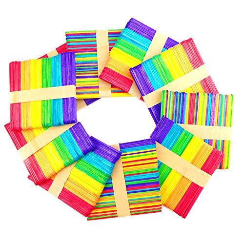 UPlama 600 PCS Colored Craft Sticks Wooden Popsicle Sticks Natural Jumbo Wooden Popsicle Sticks for DIY Craft Creative Designs or Children Education - Thumbnail 4