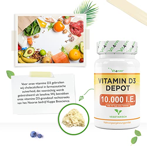 Vitamine D3 10.000 I.E. Depot - 365 Tabletten - Hoge Dosis - Vegetarisch - Hoge Zuiverheid - 10 Dagelijkse Dosis 1000 I… - Image 3