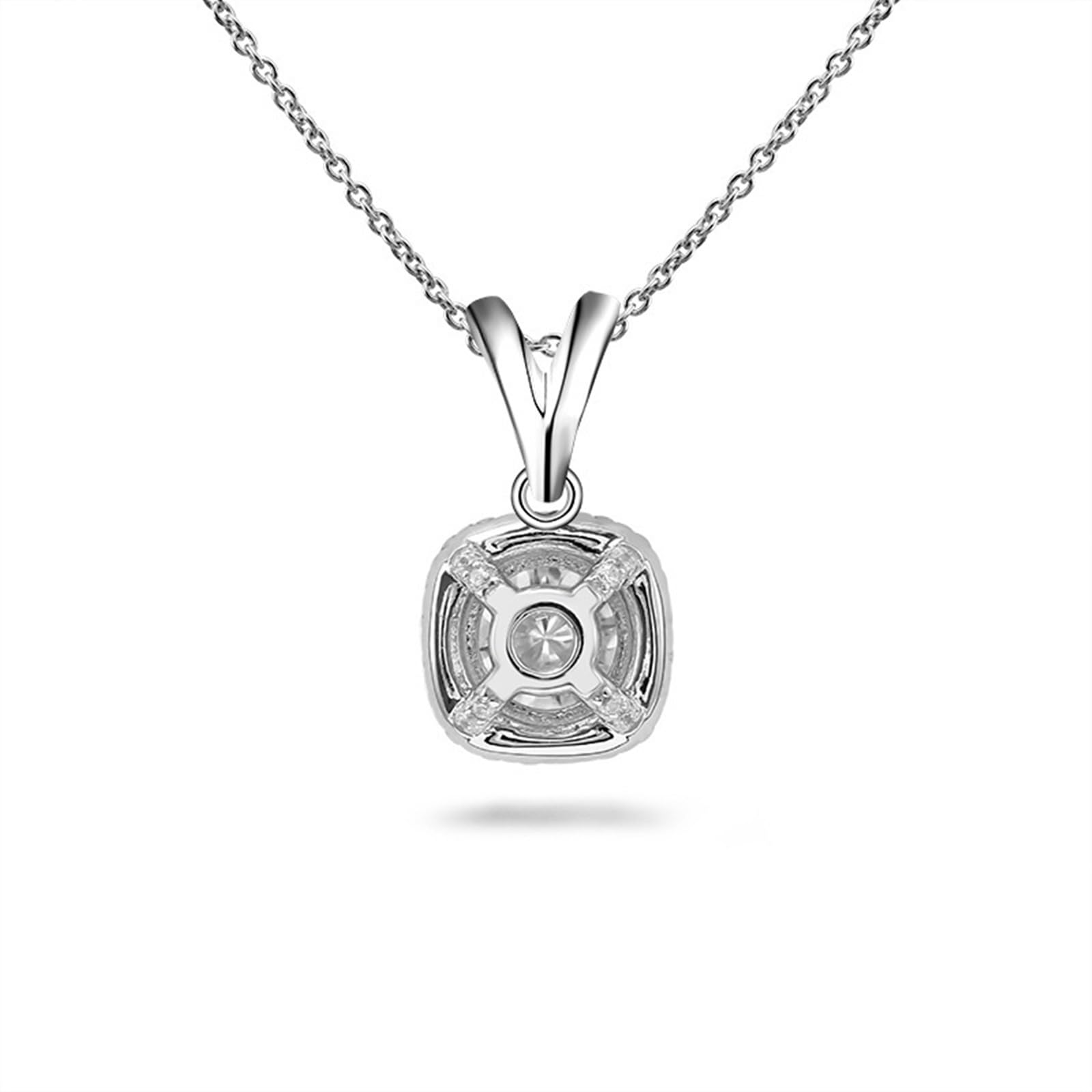 Collane Donna in Oro Bianco 9K/14K/18K/Argento 925 Moissanite Rotonda Semplice da 1ct Collana con Ciondolo Catena 45cm