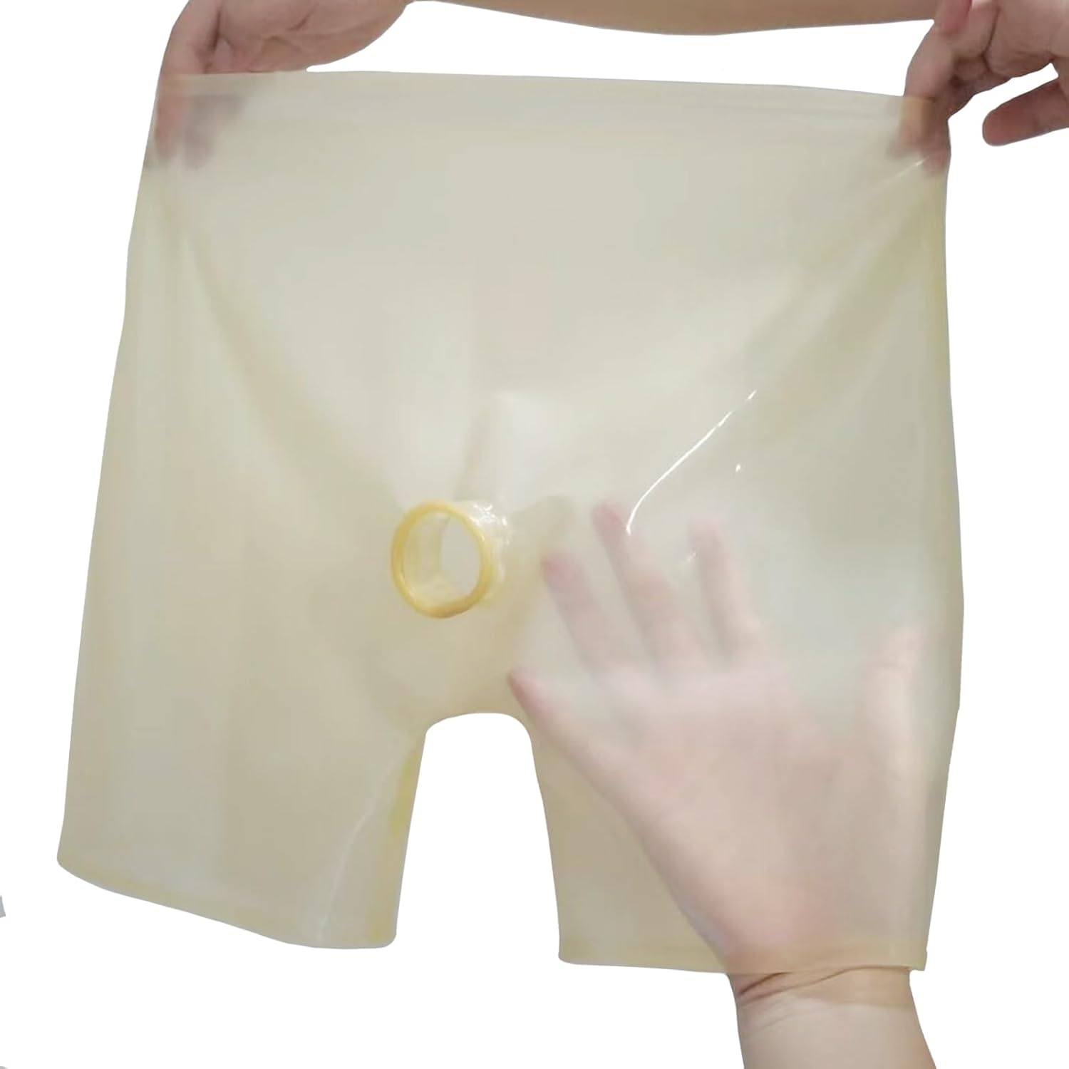 Men's Transparent Latex Panties, Rubber Tight Boxer Briefs with Penis Hole, Erotik-Short Underwear, Cosplay Clubwear