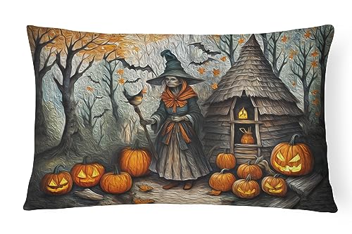 Caroline's Treasures DAC2220PW1216 Slavic Witch Spooky Halloween Throw Pillow Machine Washable, Indoor Outdoor Decorative Pillow for Couch, Bed or Patio, 12HX16W