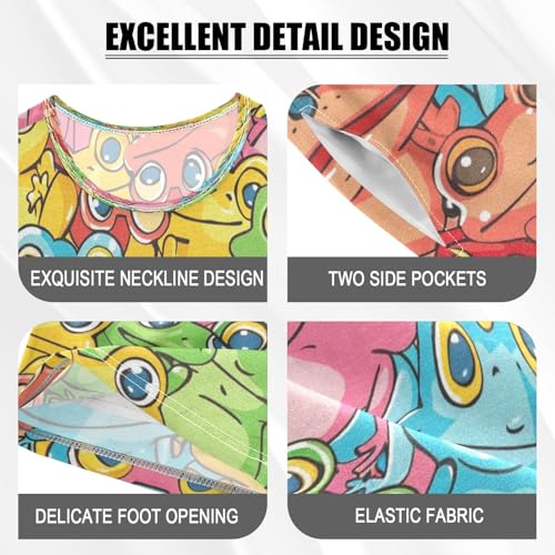 Colorful Frog Seamless Kids Pjs Set Boys Girls Summer Short-Sleeve Sleepwear Pajamas 2PCS4