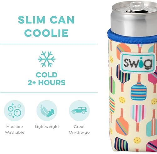 Miniatura 62 de Swig Life Skinny Can Coolie, soporte delgado de 12 onzas, enfriador de neopreno aislado con bolsillo, fundas para botellas de cerveza altas, All