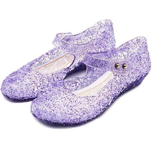 techcity Princess Girls Sandals Dress Up Dance Party Cosplay Jelly Shoes for Kids Toddler Mary Janes