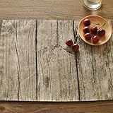 Gualiy Juego de 2 manteles individuales de lino y algodón, color marrón claro, 30 x 40 cm, patrón de grano de árbol, para platos calientes