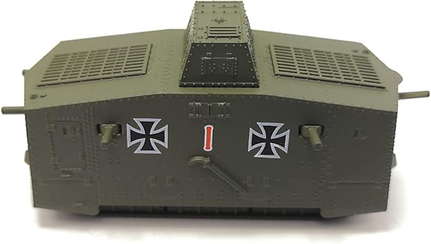 TECKEEN 1/100 Scale German WWI A7V Tank Model Alloy Fighter Military Model Diecast Tank Model for Collection