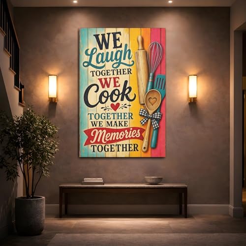 Impression sur toile coloree de cuisine 80x120 cm cadre retro