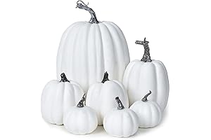 DearHouse 7PCS White Pumpkins Artificial Pumpkin Harvest Home Decor Set
