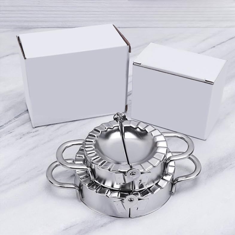 Paquete de 2 moldes de prensa para ravioles de acero inoxidable, molde Wonton, herramienta fácil para envolver albóndigas, cortador de sellos,