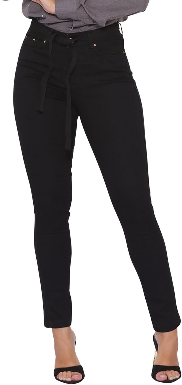 Calça Feminina Skinny Jeans com Cinto Removível Calça Modeladora Levanta Bumbum Cintura Alta Justa