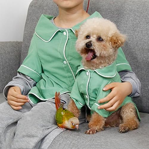 Pijama para perro L en pack de 3 ropa de dormir gris rosa y verde para mascotas de dos patas 8