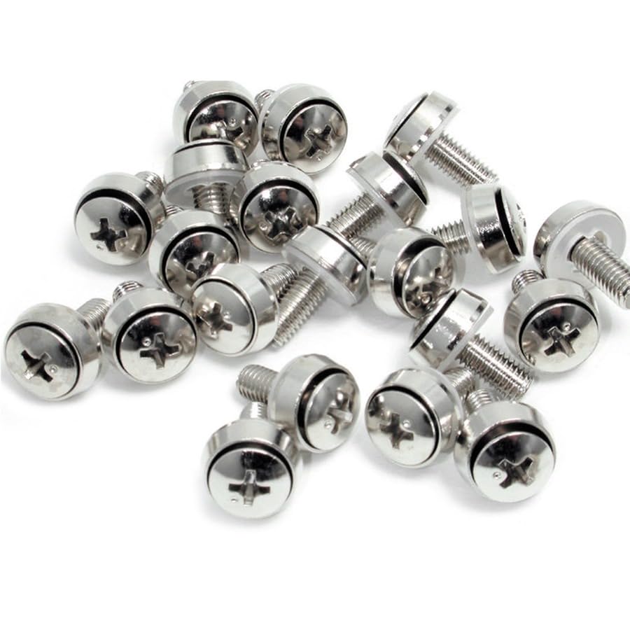 Image of StarTech 100-Pack M6 12mm Screws, Mounting Screws for 19 inch or 10 inch Server Racks, Cabinets and Enclosures, Silver - TAA