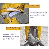 feiling Patchwork Regenmantel für Hund Hunderegenmantel wasserdichte 4-Beine Regensjacke Haustier Raincoat Dog mit Abnehmbar Kapuze für Kleine Mittelgroße und Grosse Hunde (28#, gelb)