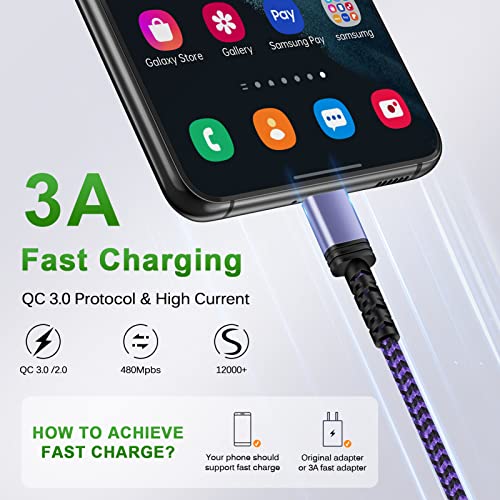 Samsung Fast Charging Type C Charger Cable Android Phone Power Cord 6FT for Samsung Galaxy A23/A15 5G/A14 5G/A54/A53/S24/S23 Ultra/A13/A03S/S21FE/A25/Z Flip5/Z Fold5/S22,iPhone 15,Pixel 8Pro 7a 6,Moto