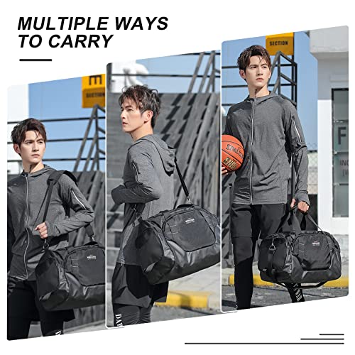 Large Gym Bag for Men Women, Travel Duffle Bags Work Out Bag Sport Gym Tote Bag for Men Women with Shoe Compartment - Black