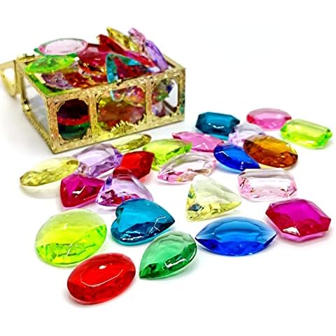 Lamptti Diving Gem Pool Toys - Swimming Training Dive Hunt Diamonds Treasure Box - Colorful Germstones Diving Toys For Kids Boys Girls Marine Science Adventure Cover