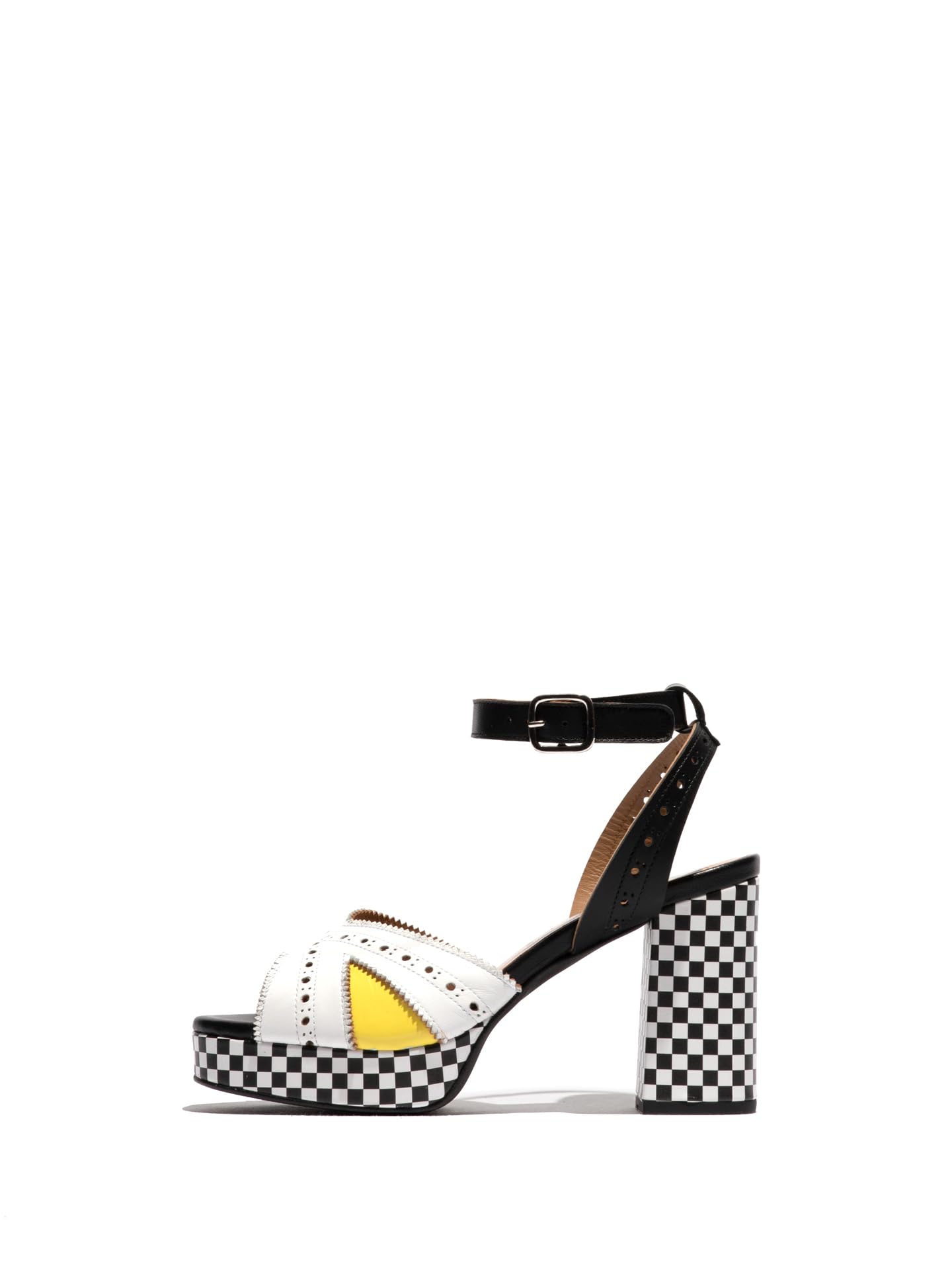 Fly London Women's EBAN454FLY Sandal, White/Lemon/Black, 6 UK