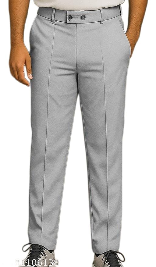 Men's Comfort Stretch Trouser | Regular Fit Full Length Pants-picture-34
