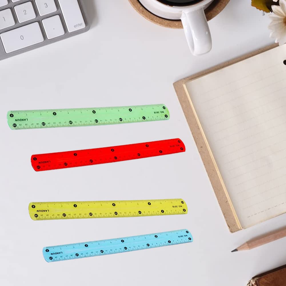 2 Righelli Flessibili 30 Cm In PVC - Viola E Blu, Per Scuola, Ufficio E Casa, Misure CM E Pollici - Foto 8