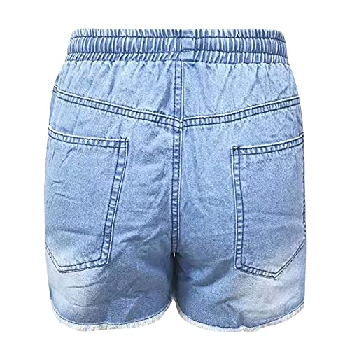 Jeans For Women 2022 Jean Shorts Womens Trendy Drawstring Juniors Casual Summer Denim Shorts Mid Waist Stretchy Ripped Jean Shorts #TOP5