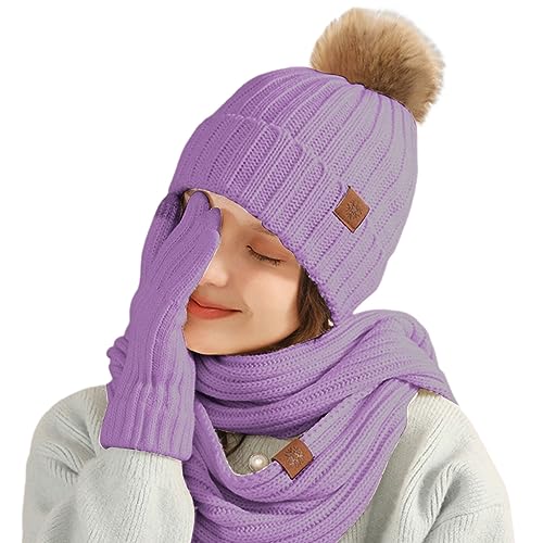 Ensemble bonnet écharpe femme en velours haut de gamme et gants de ski