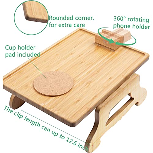 Mesa De Bandeja De Sofá De Bambu ， FáCil De Instalar DobráVel Bandeja De Clipes ， BraçOs De Sofá Par