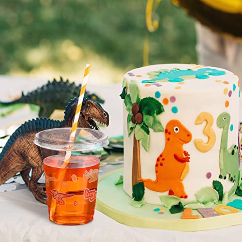 50 Sets Dinosaur Party Favor Cups For Kids 12 Oz Disposable Clear Plastic Cups With Straws And Lids Dino Birthday Summer Party Supplies Table Decorations Favors #TOP6