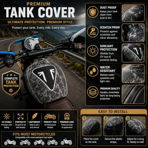 Image of Truph Universal Motorcycle Fuel Tank Cover Protector Pad Brown Waterproof
