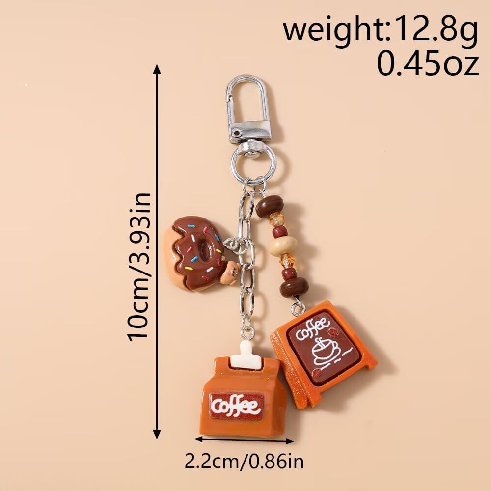 Cute Coffee Keychain for Women Fun Bread Cookies Coffee Cup Keychain Purse Charm for Handbag Bag Keys - Image 5